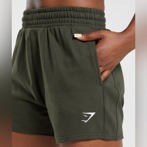 Gymshark training fleece shorts deep olive green size XS